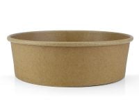 Round Kraft paper salad bowl 1100 ml with plastic lid